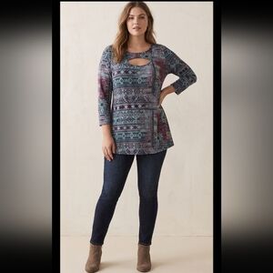 Tianello by Steve Barraza Women's 3/4 Sleeve Tunic w/Front Cut-Out Size Medium